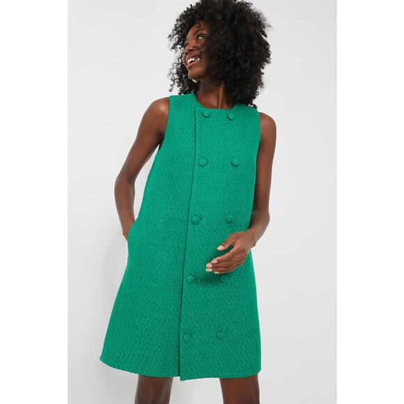 Tuckernuck Pomander Place Emerald Green Tweed Bianca Dress - Picture 6 of 11